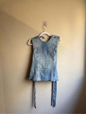 Zara Denim Tie-Waist Top XS Corset style